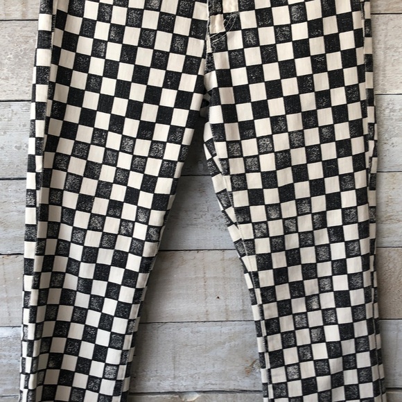 Mother The Insider Ankle Fray Playdate Black/White Checkerboard Print Jeans - Picture 9 of 14